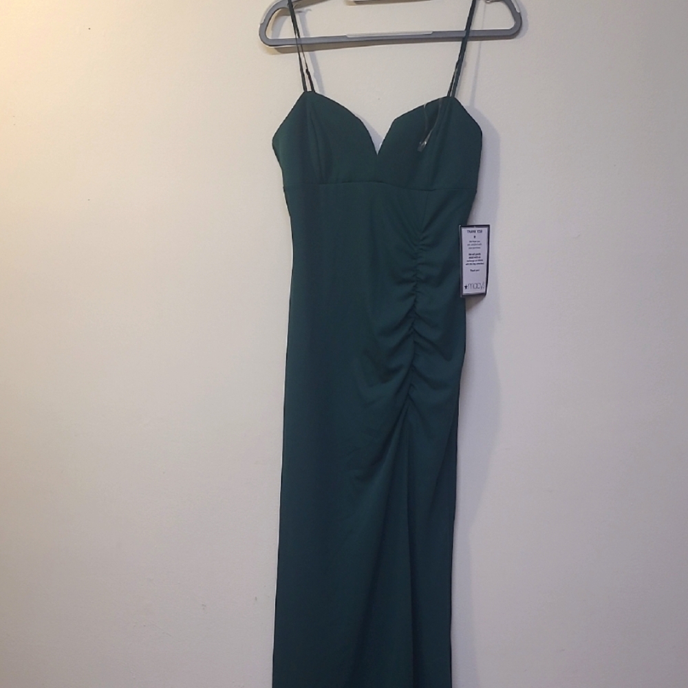 Emerald Sundae Green Asymmetrical Ruched Maxi Dress‎ for women new.